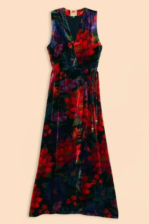  BLACK FLOWER SEASON MAXI WRAP DRESS