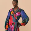  BLACK FLOWER SEASON SCARF MINI WRAP DRESS