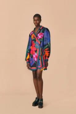  BLACK FLOWER SEASON SCARF MINI WRAP DRESS