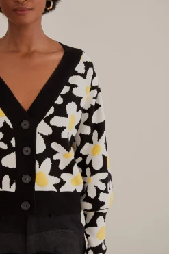  BLACK FLOWERS KNIT CARDIGAN