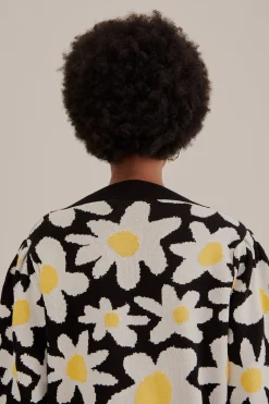  BLACK FLOWERS KNIT CARDIGAN