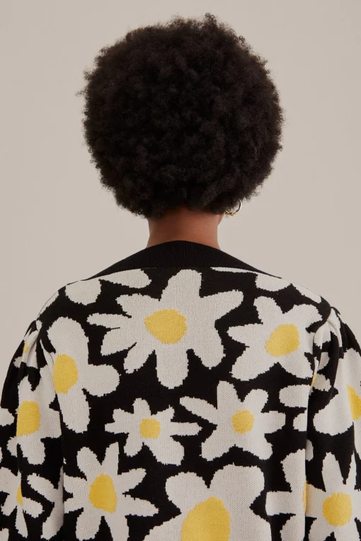  BLACK FLOWERS KNIT CARDIGAN