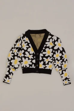  BLACK FLOWERS KNIT CARDIGAN