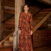  BLACK GIRAFFES PUFF SLEEVE MAXI DRESS