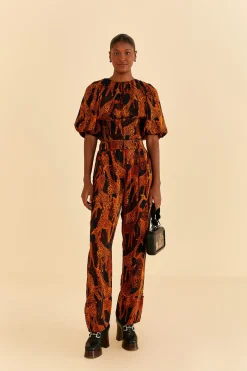  BLACK GIRAFFES PUFF SLEEVE BLOUSE