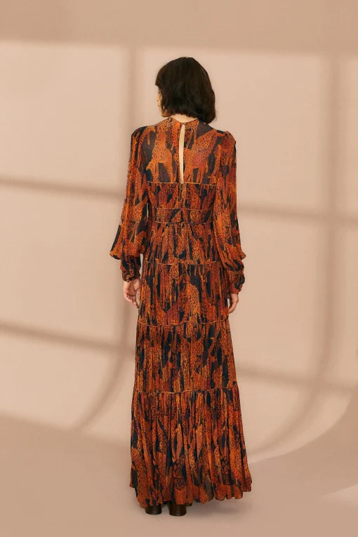  BLACK GIRAFFES PUFF SLEEVE MAXI DRESS