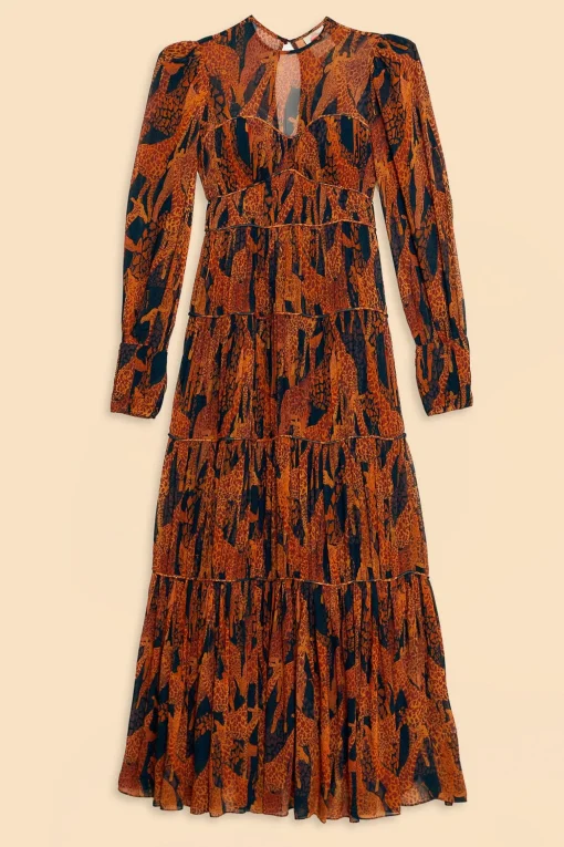  BLACK GIRAFFES PUFF SLEEVE MAXI DRESS