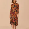  BLACK GIRAFFES SLIT MIDI DRESS