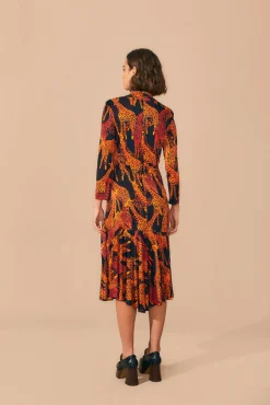  BLACK GIRAFFES SLIT MIDI DRESS