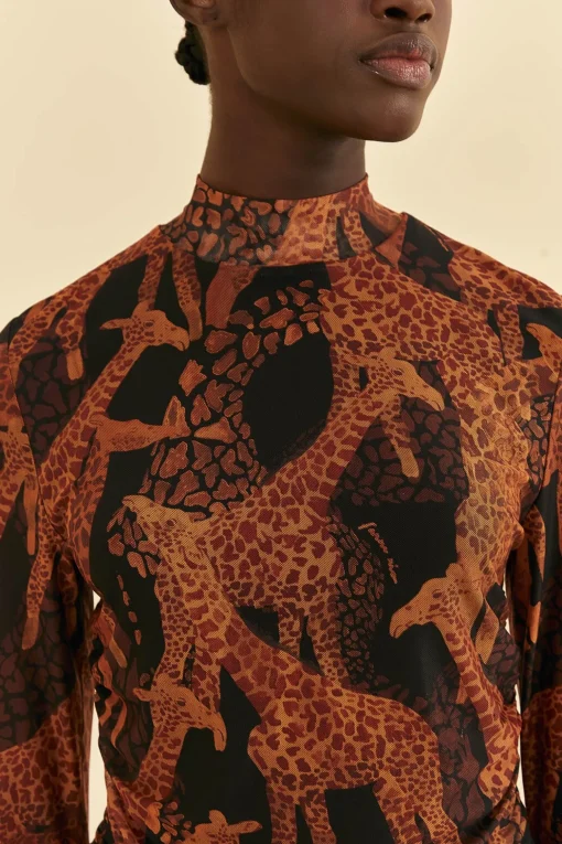  BLACK GIRAFFES TULLE BLOUSE