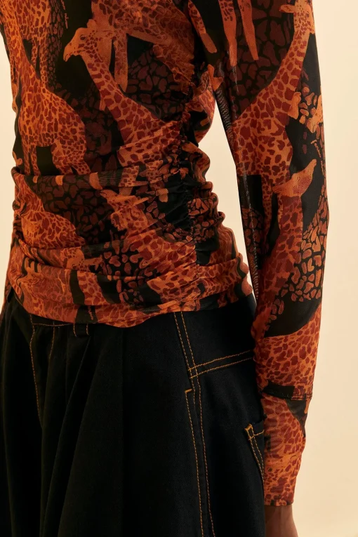  BLACK GIRAFFES TULLE BLOUSE