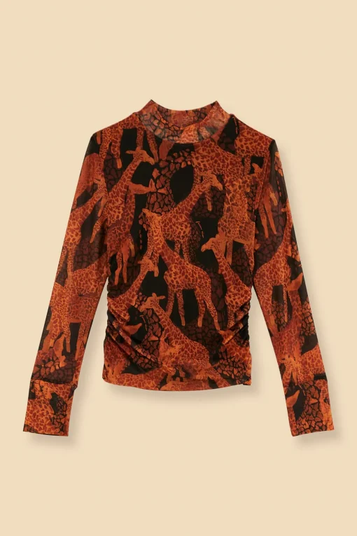  BLACK GIRAFFES TULLE BLOUSE