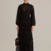  BLACK GUIPURE LONG SLEEVE MAXI DRESS