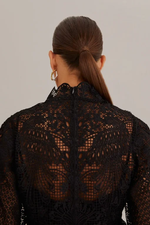  BLACK GUIPURE LONG SLEEVE BLOUSE