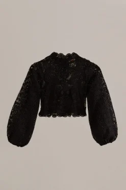  BLACK GUIPURE LONG SLEEVE BLOUSE