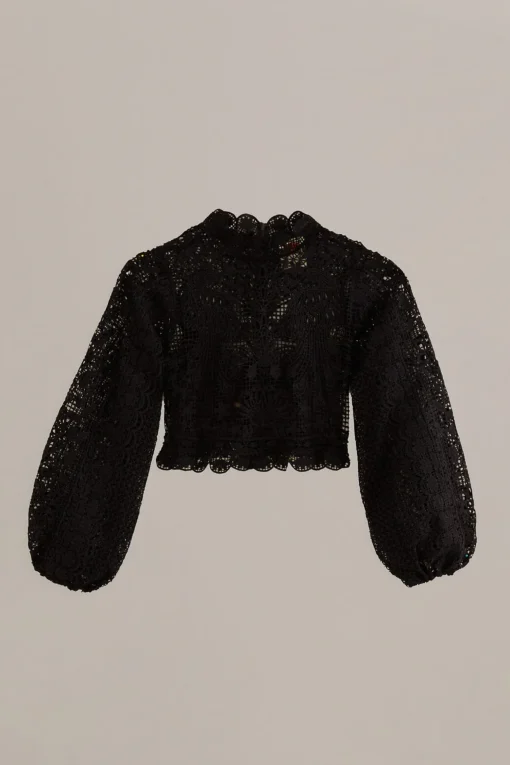  BLACK GUIPURE LONG SLEEVE BLOUSE