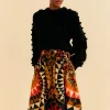  BLACK HEART DECO BUTTON DOWN MIDI SKIRT