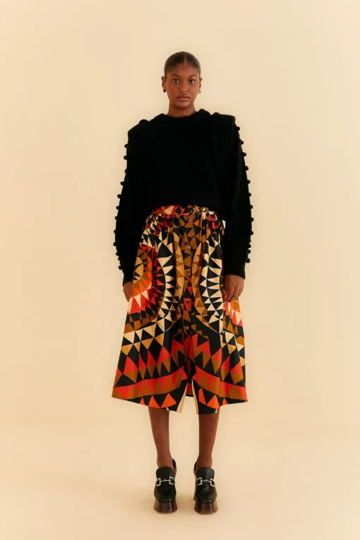  BLACK HEART DECO BUTTON DOWN MIDI SKIRT