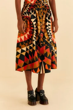  BLACK HEART DECO BUTTON DOWN MIDI SKIRT