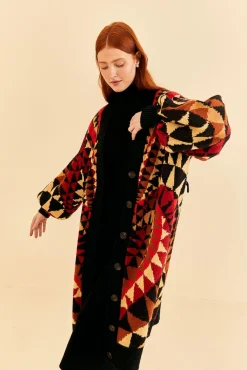 BLACK HEART DECO MAXI KNIT CARDIGAN