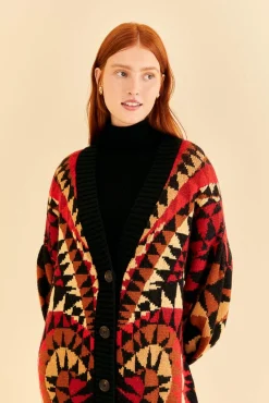  BLACK HEART DECO MAXI KNIT CARDIGAN