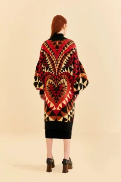  BLACK HEART DECO MAXI KNIT CARDIGAN