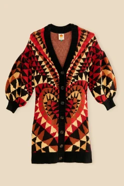  BLACK HEART DECO MAXI KNIT CARDIGAN