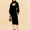  BLACK HEART NECKLINE KNIT DRESS