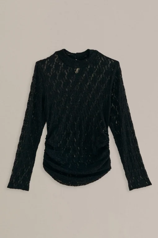  BLACK LACE LONG SLEEVE BLOUSE