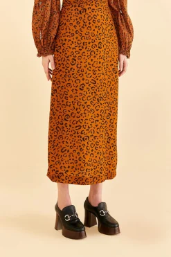  BLACK LEOPARDS TEXTURE MIDI SKIRT