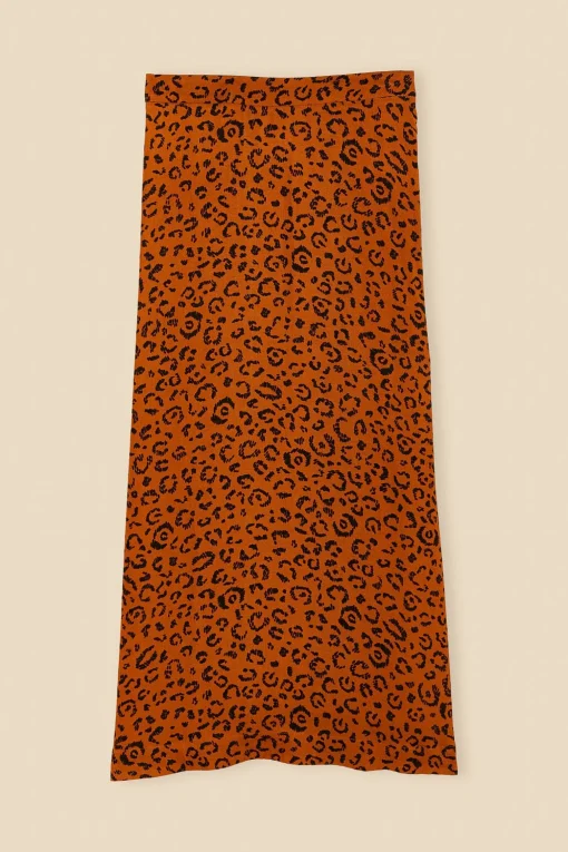  BLACK LEOPARDS TEXTURE MIDI SKIRT