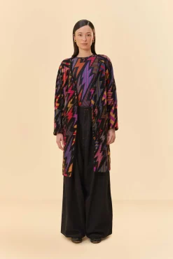  BLACK LIGHTNING MAXI FLEECE CARDIGAN
