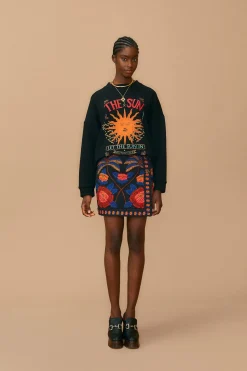  BLACK LIVING BLOOM MINI SKIRT