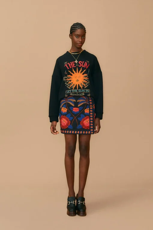  BLACK LIVING BLOOM MINI SKIRT