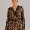  BLACK MARTINA SCARF LONG SLEEVE WRAP MINI DRESS