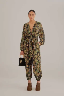  BLACK MARTINA SCARF V NECK JUMPSUIT