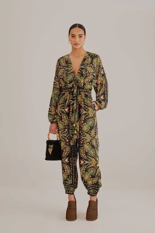  BLACK MARTINA SCARF V NECK JUMPSUIT