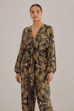  BLACK MARTINA SCARF V NECK JUMPSUIT