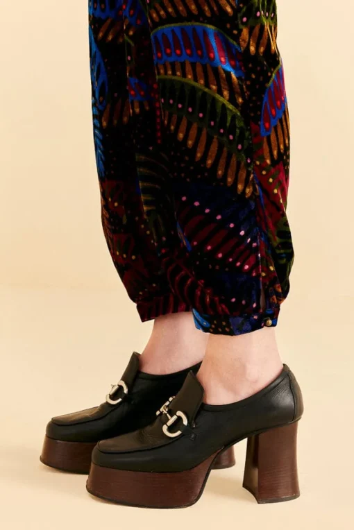 BLACK MIDNIGHT ISLAND V NECK VELVET JUMPSUIT