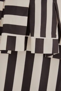  BLACK MIXED STRIPES MIDI SKIRT