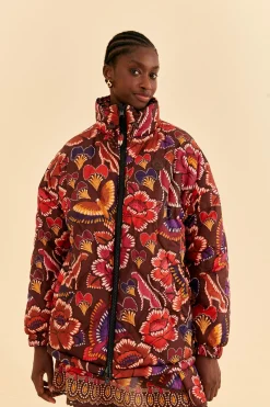  BLACK NATURE BEAUTY EMBROIDERED PUFFER JACKET