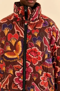  BLACK NATURE BEAUTY EMBROIDERED PUFFER JACKET