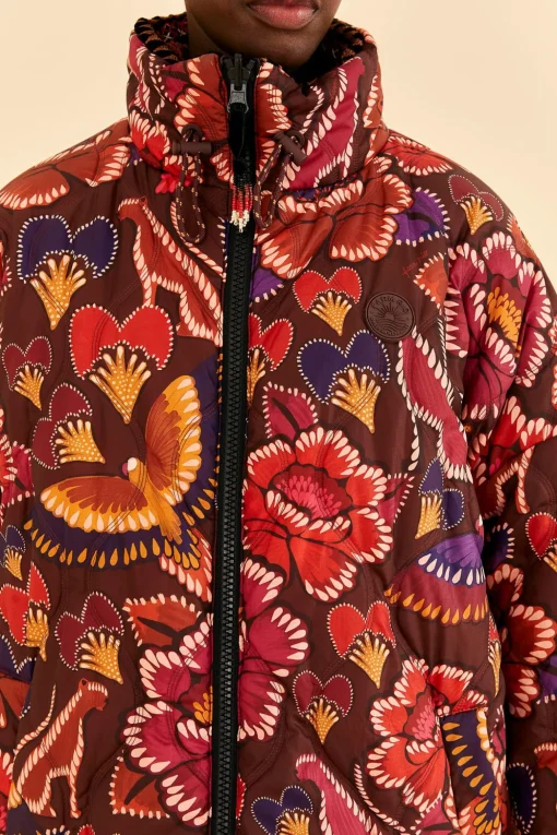  BLACK NATURE BEAUTY EMBROIDERED PUFFER JACKET