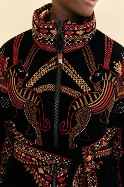  BLACK NATURE BEAUTY EMBROIDERED PUFFER JACKET