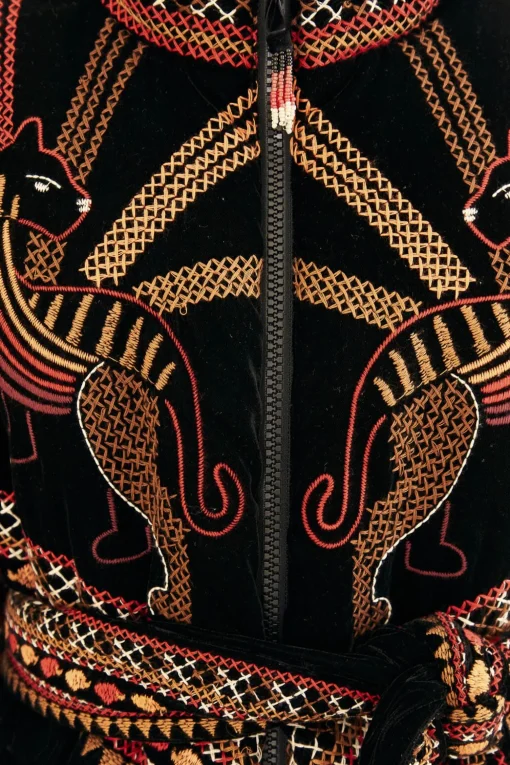  BLACK NATURE BEAUTY EMBROIDERED PUFFER JACKET