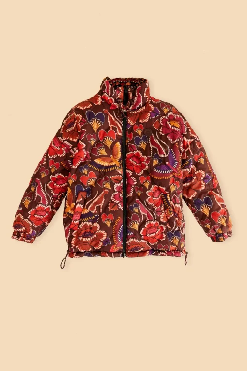  BLACK NATURE BEAUTY EMBROIDERED PUFFER JACKET