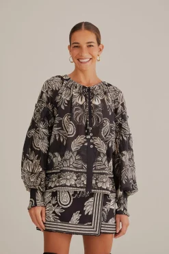  BLACK PAISLEY BLOOM BLOUSE