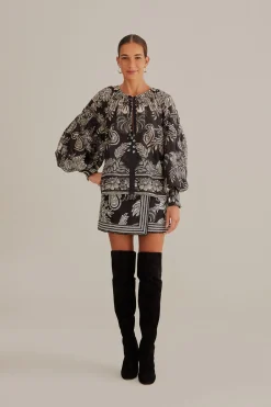  BLACK PAISLEY BLOOM BLOUSE