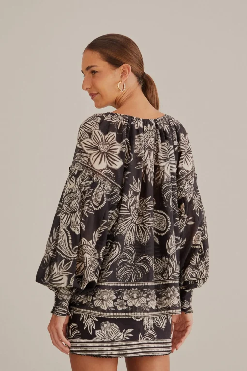  BLACK PAISLEY BLOOM BLOUSE