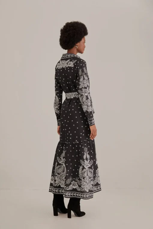  BLACK PAISLEY BLOOM MAXI DRESS